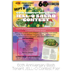 Front Street 60th Anniversary Bash Tenant JELL-O Salad Contest Flier