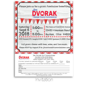 Jim Dvorak for Geauga County Commissioner picnic invitation.