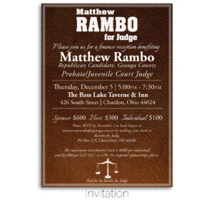Rambo for Judge fundraiser invitation.