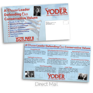 Martha Yoder for Ohio campaign issues direct mail piece.