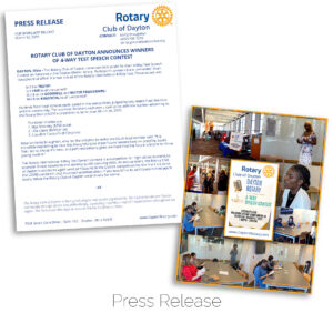 Rotary Club of Dayton 4-Way Speech Contest press release and graphic.