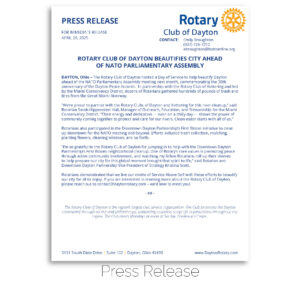 Rotary Club of Dayton Day of Service press release.